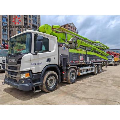 China Tweedehands Zoomlion 63 meter betonpompwagen met Scania chassis te koop Te koop