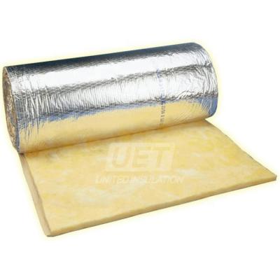 China Traditional Glass Wool Low Frequency Sound Absorption Waterproof And Fireproof Blanket With Aluminum Foil Facing for sale