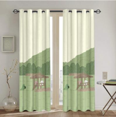 China Wholesale blackout finished green cool eye protection printed luxury curtains for living room bedroom for sale