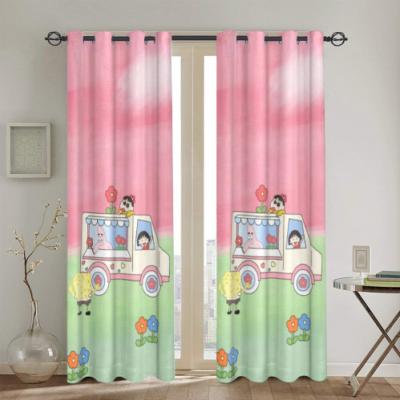 China Wholesale Blackout Finished Cartoon Character Pink Printing Luxury Curtains For Living Room Bedroom for sale