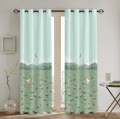 China Blackout Green Pattern Eco-Friendly Shopify Custom Bedroom Curtains Drop Shipping 52x84in Blackout Curtain Elegant Fabric for sale