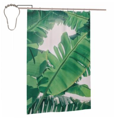 China 2021 Sustainable Printed Tropical Leaves Plant On White Background Scentless Shower Curtain For Bathroom Showers And Tubs for sale