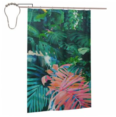 China Sustainable Wholesale Cute Amazon Style Machine Washable Fabric Bathroom Shower Curtain With 12 Hooks Shower Curtain for sale