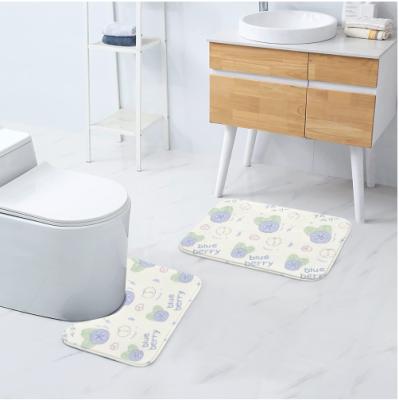 China Hot Selling Cheap Washable Two-piece Bathroom Floor Mat Bathroom Bathtub Floor Mat Hotel Toilet Mat Bath Mat Non-Slip Mat for sale