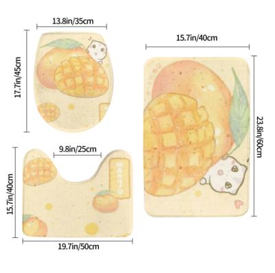 China Wholesale Cheap Washable Printing Bath Mat Summer Fresh Custom Pattern Memory Foam 3 Piece Bath Cover Sets for sale