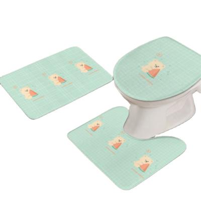 China Newest Design Washable 3 Piece Flannel Microfiber Bath Mats Non-Slip Custom Nude Bath Covers for sale