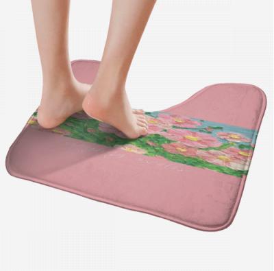 China Washable PVC Cushioned Bathroom Covers And Mats Sets For Toilet Bathroom Floor Shape Contoured Toilet Mat for sale