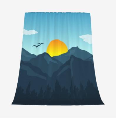 China Wholesale Super Soft Jacquard Microfiber Flannel Fleece Blanket Sun Set Throw Blanket for sale