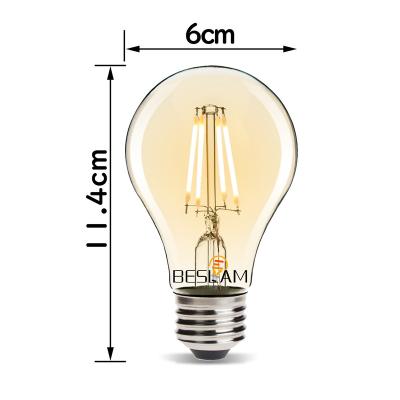 China In Doors Factory Hot Selling Glass Housing A60 6W Filament Lead Glass Material 2700k Filament Led Bulb for sale