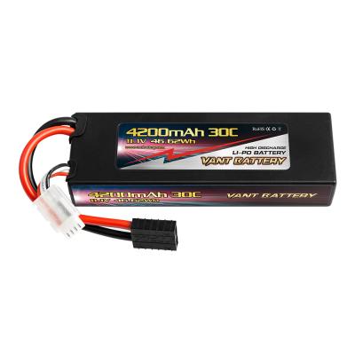 China Lithium Cobalt Oxide Vant Lipo Battery Pack 4200mah 11.1V 30C Wire Lead Hard Case With Deans Connectors for sale