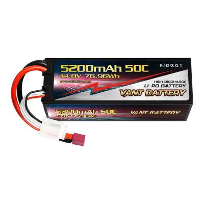 China Lithium Cobalt Oxide Discharge High Rate Lipo Battery 5200mAh 50C 14.8v Lipo Battery Car Toys Batteries Pack With Hard Case for sale