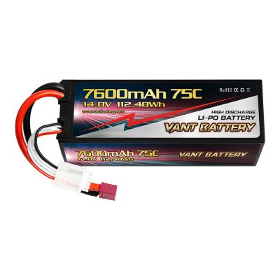 China RC Lipo Battery 7600mAh 75C 4S2P Hard Case High Rate Discharge 14.8V Lipo Battery For Car 138mmx 47mmx 48mm (T*W*H) for sale