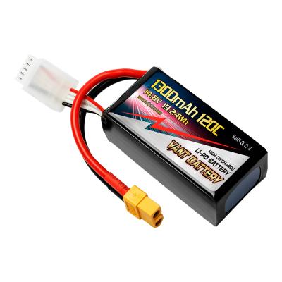 China Hot sale FPV toys lipo RC battery 4s 1300mah 100c 120c 14.8v soft pack for sale