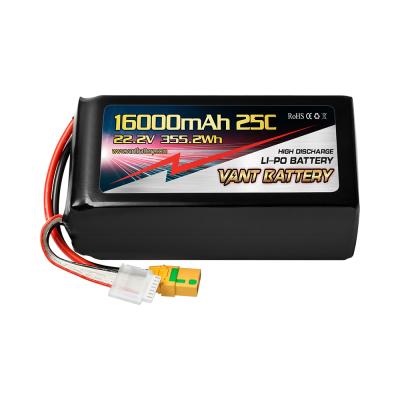 China Vant RC Lipo Battery 6S 16000mAh 25C 22.2V High Quality High Energy Density With Low IR With AS150 For RC Trex 500-600 Heli DJI S800 S1000 for sale