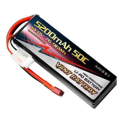 China Lithium Cobalt Oxide Lipo 4S Battery 14.8V 5200mAh 50C -100C Big A Cell Soft Case For RC Car Quadcopter Helicopter Truck for sale