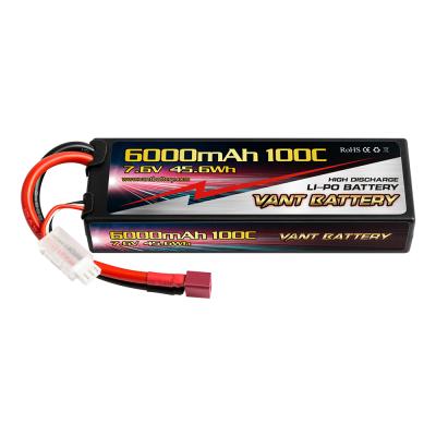 China Size Quality Vant RC Lipo Battery 2S 6000mAh 100C 7.6V Graphene Hardcase High Voltage with Deans 4mm Connector for RC Car, Trucks, Boats for sale