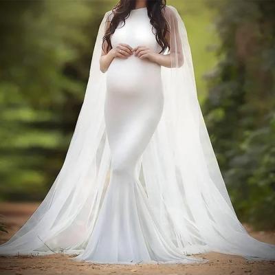 China 2022 Breathable Maternity Photography Dress Lace Off Shoulder Fitted Ruched Photography Dress for sale