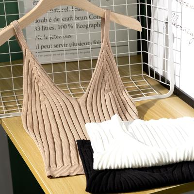 China New QUICK DRY simple solid ladies rims underwear cropped knitting women's camisole vest white vest for sale