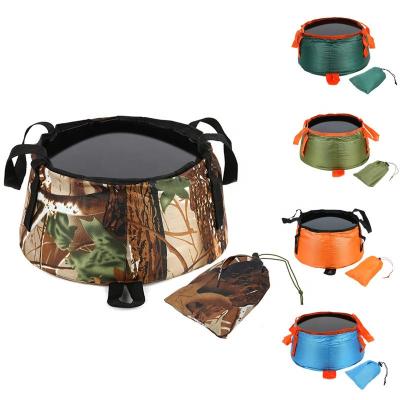 China Polyester Folding Bucket Bags Portable Water Storage Container Folding Camp Sink Camping Sink For Traveling Hike Fishing Boati for sale