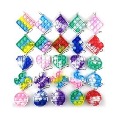 China Hand Toy Squeeze Key Chain Mini Bubble Fidget Keychain Sensory Toy Simple Silicone Rainbow Stress Relief Toy for Adults and Kids for sale