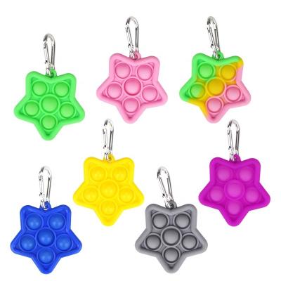 China Silicone Mini Keychains Push Bubble Sound Stir Toy Pack Rainbow Star Key Chain Gift for Kids Teens and Adults, Pink Sensory Toys for sale