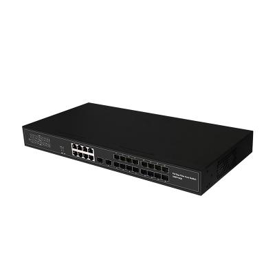 China VLANs support 10 ports fiber optic transceiver 16 SFP port with 8 RJ45 port L2 managed fiber switch 1U support quantity for sale