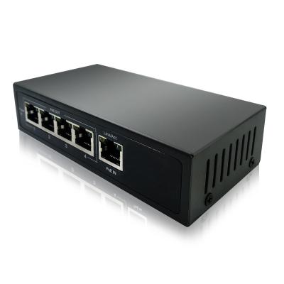 China Hot Selling Support PoE IP Gxcom Cameras 1 port fast ethernet poe in and 4 ports 802.3af poe 5 port poe unmanaged switch for sale