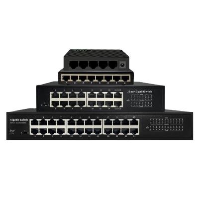 China Support Fast Ethernet 5 VLAN 8 16 24 RJ45 Unmanaged Ports 10/100Mbps Desktop/Wall-mount Hub Network Switches for sale