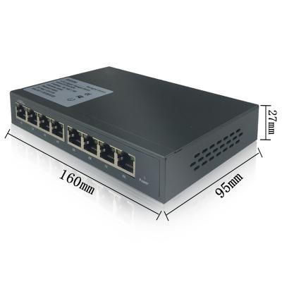 China Hotsale VLAN support 8*10/100/1000 managed switch 175mm*90mm*23mm/0.4kg with 8GE RJ45 port and 16G bandwidth and 2.5M buffer for sale