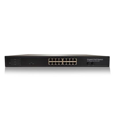 China POE Full Gigabit 16 POE Vlan Switch With 2 Gigabit Uplink Standard IEEE 802.3af POE Switch Power For IP Camera for sale