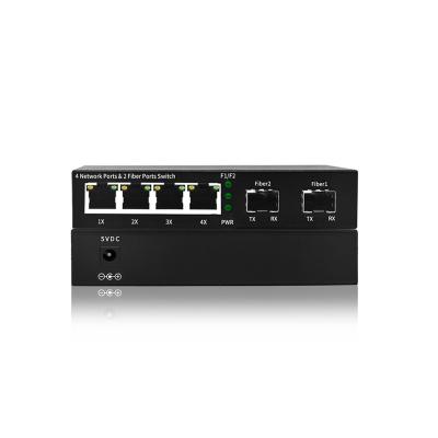 China FTTX 2 SFP 4 Ethernet RJ45 Gigabit POE Media Converter with SFP Fiber Port 10/100/1000Mbps SFP Media Converter/Fiber Transceiver for sale