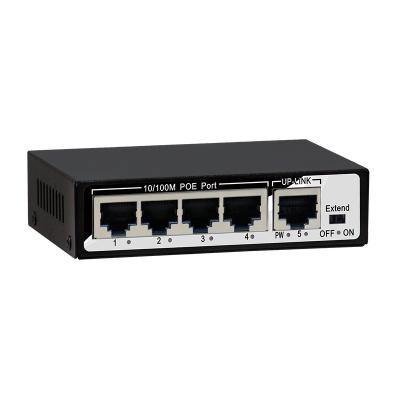 China For IP Device 5 Port Poe Switch Port 100MB 4 Poe Power Supply 250 m Transmission 24 V/48 V Optional Support VLAN for sale