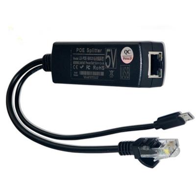 China POE 48v to 5V 12v RJ45 poe splitter connector for two active 802.3bt poe injector 1000m poe splitter 5v 2a for sale