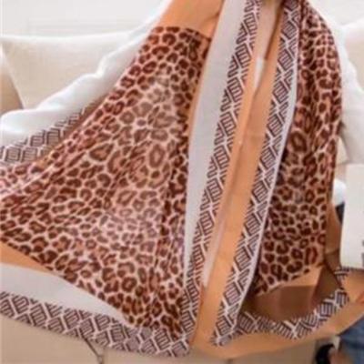 China Wholesale best-selling soft touch feeling leopard splice Bohemia beach cotton satin shawls and women's fashion scarf printing long scarf for sale