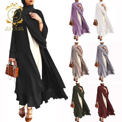 China Anti-Wrinkle Zaynab Muslim Prom Dresses Casual Long Dress Black Cardigan Abaya Muslim Islamic Clothing For Women for sale