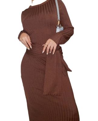 China Modest Muslimah Styling Comfort Muslim Baju Long Sleeve Breathable Knitted Casual Muslim Dubai Dress For Women Islamic Abaya for sale