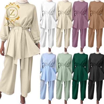 China Anti-wrinkle Abaya Muslim Women's Casual Suit in Solid Color for Southeast Asia Eid al Adha Border 2022 for sale