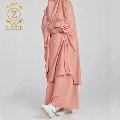 China Anti-wrinkle Zaynab 2022 2 Pieces Fashion Wholesale In Pakistan Turkish Silk Saudi Khimar Jilbab Nikab Abaya Muslim Dress Jilbab For Women for sale