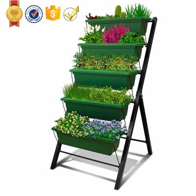 China Modern Outdoor Metal 5 Tier Food Safe Planter Box Vegetable Raised Garden Steel Vertical Raised Bed for sale