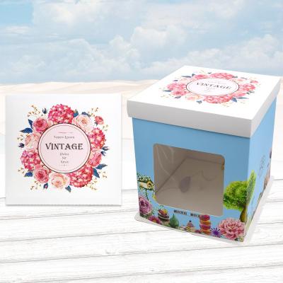 China Wholesale Recyclable Recyclable Kraft Paper Boxes Birthday Paper Gift Box White Cake Box With Window for sale