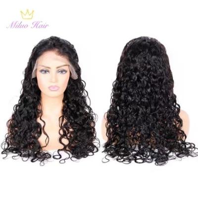 China Remy Brazilian Human Hair Wigs Cuticle Aligned Unprocessed Mink Virgin 13x6 Front Lace Curly Water Wave Half Lace Wig for sale