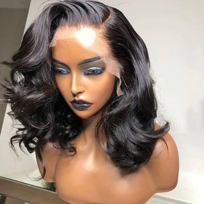 China Soft short body pulled Bob Wig Virgin Hair full lace wig HD full double transparent cheap lace wigs wholesale for sale