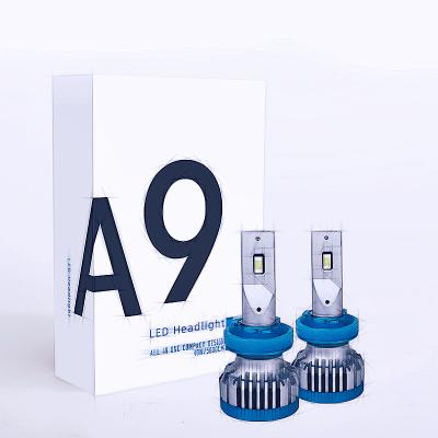 China High Quality A9 Aluminum LED Headlight Bulb 12V 24V 30W 60W 6000LM Waterproof CSP 3570 Single Beam H1 H4 H7 H11 9005 High Low Beam for sale