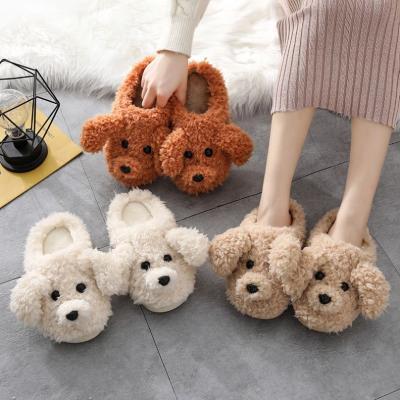 China Fashion trend cotton hot sale casual popular cute cartoon fluffy children Teddy Bear Home ladies lovers slippers for sale