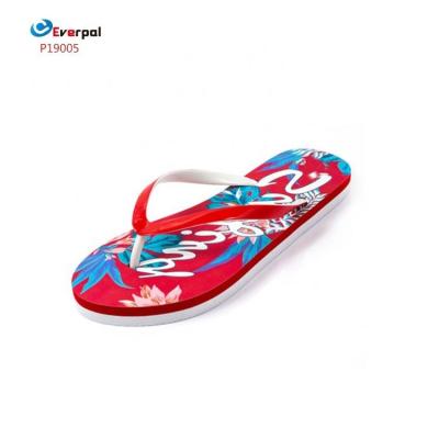 China Custom Printing Red/White Anti-Odor Flip Flops For Female for sale