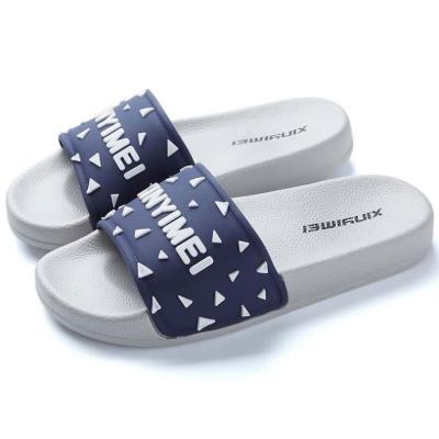 China Blue Mens Slides Sandals Custom Logo Mens Slippers Anti-Smell Slips Shoes With Logo Custom Slippers for sale