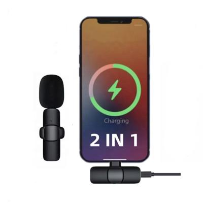 China Wireless Lavalier Phone Mic Transmitter Receiver Lavalier Microphone Lapel Microphone System Studio Support Charge for iPhone Laptop Smartphone for sale