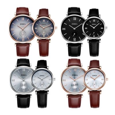 China New Fashion Hot Selling Luxury Quartz Couples Products Water Resistant Chronograph Leather Watch Strap for sale