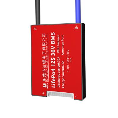 China Lithium Battery Pack/Solar Street Light/Electric Tools Daly Official BMS Lifepo4 BMS LFP 12S 36v 30A Common Port With Waterproof Balance For E-bike for sale