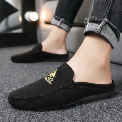 China Fashion Trend Half Slippers Shoes Suede Leather Walking Shoes Men Moccasin Casual Lazy Slip On Loafers Classic Workout Shoes For Men for sale